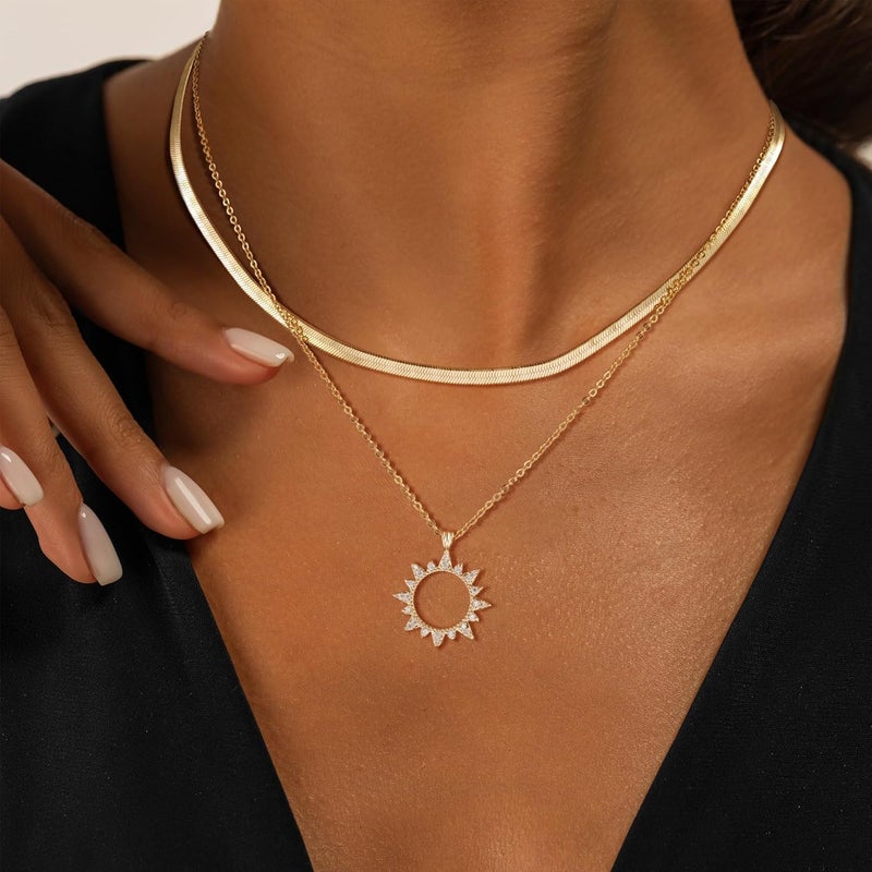 MFRYK Gold/Silver Necklaces Stack For Women,14K Gold/Sterling Silver Plated Simple Layered Choker Necklaces For Women,Stackable Multilayer Pearl Cross Disc Circle Pendant Cuban Herringbone Snake Paperclip Chain Necklaces Set Jewelry Gift for Women - Image 2